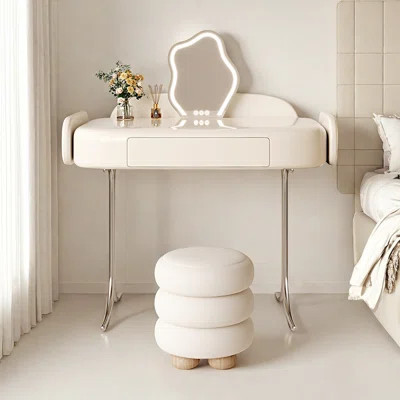Modern Creamy Cute Wooden Makeup Vanity Vanity | Wayfair North America