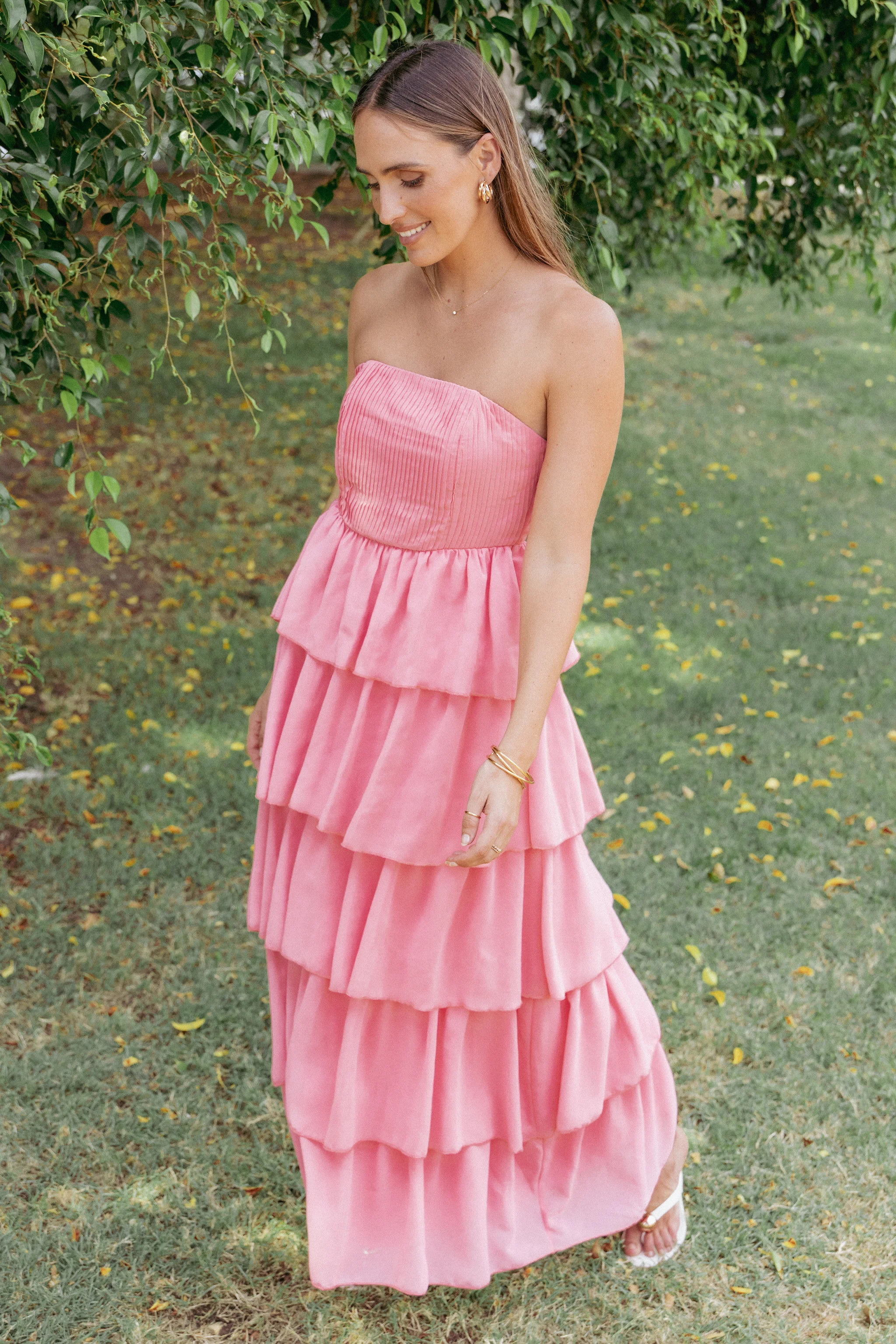 Peachester Strapless Maxi Dress - Coral | Petal & Pup (US)