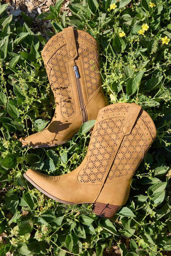 Laser Cut Western Boots | Cato Fashions