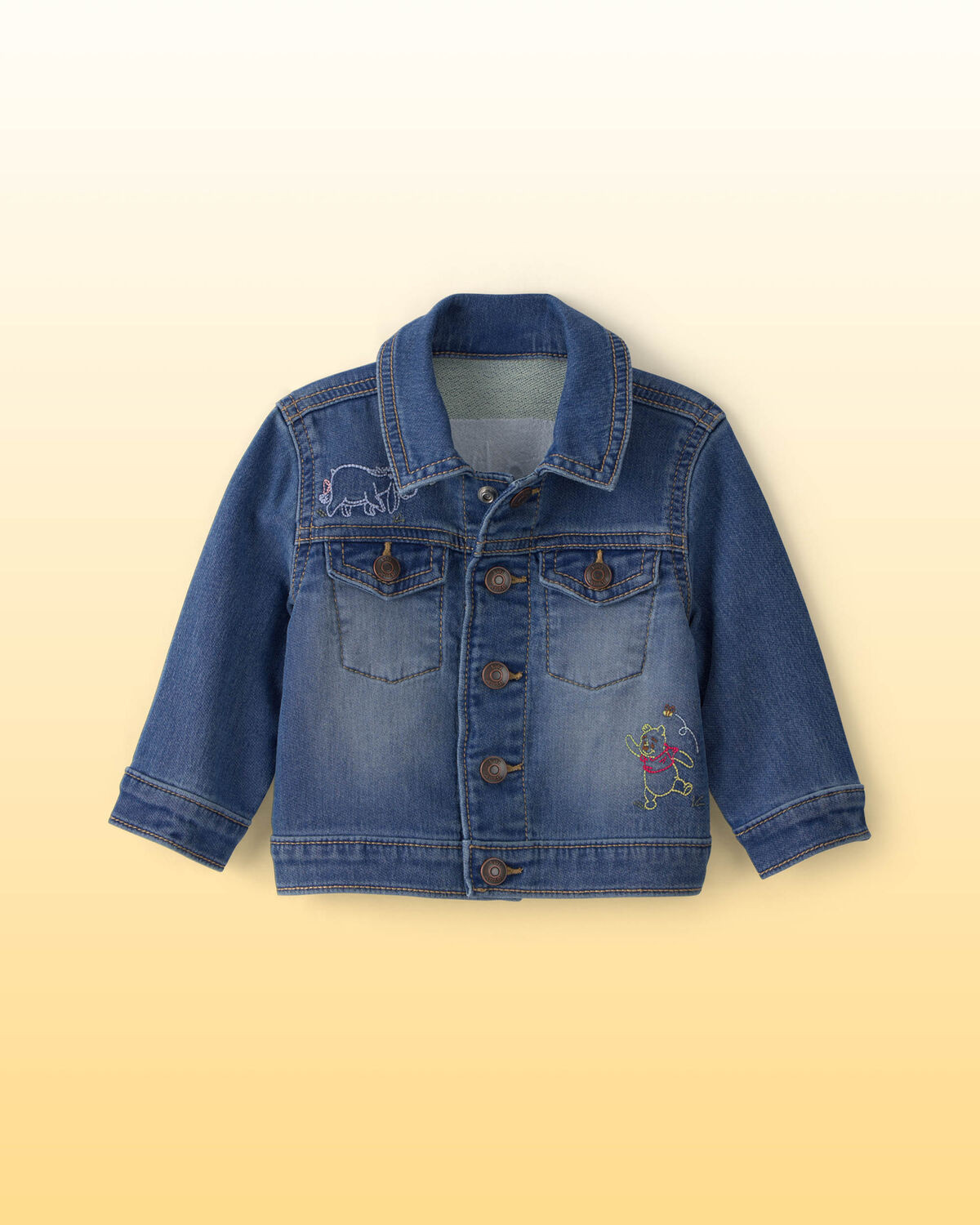 Dark Wash - Baby Disney© Winnie the Pooh Embroidered Knit-Like Denim Jacket with Back Art - Dark... | Carter's Inc