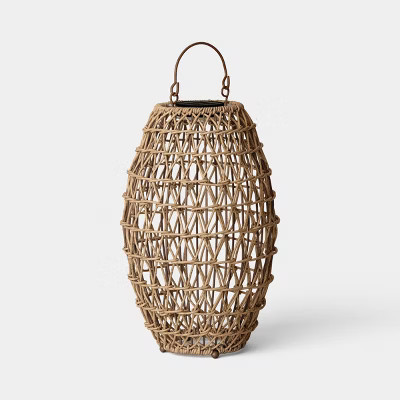 Open Weave LED Medium Outdoor Lantern Beige - Threshold™ | Target