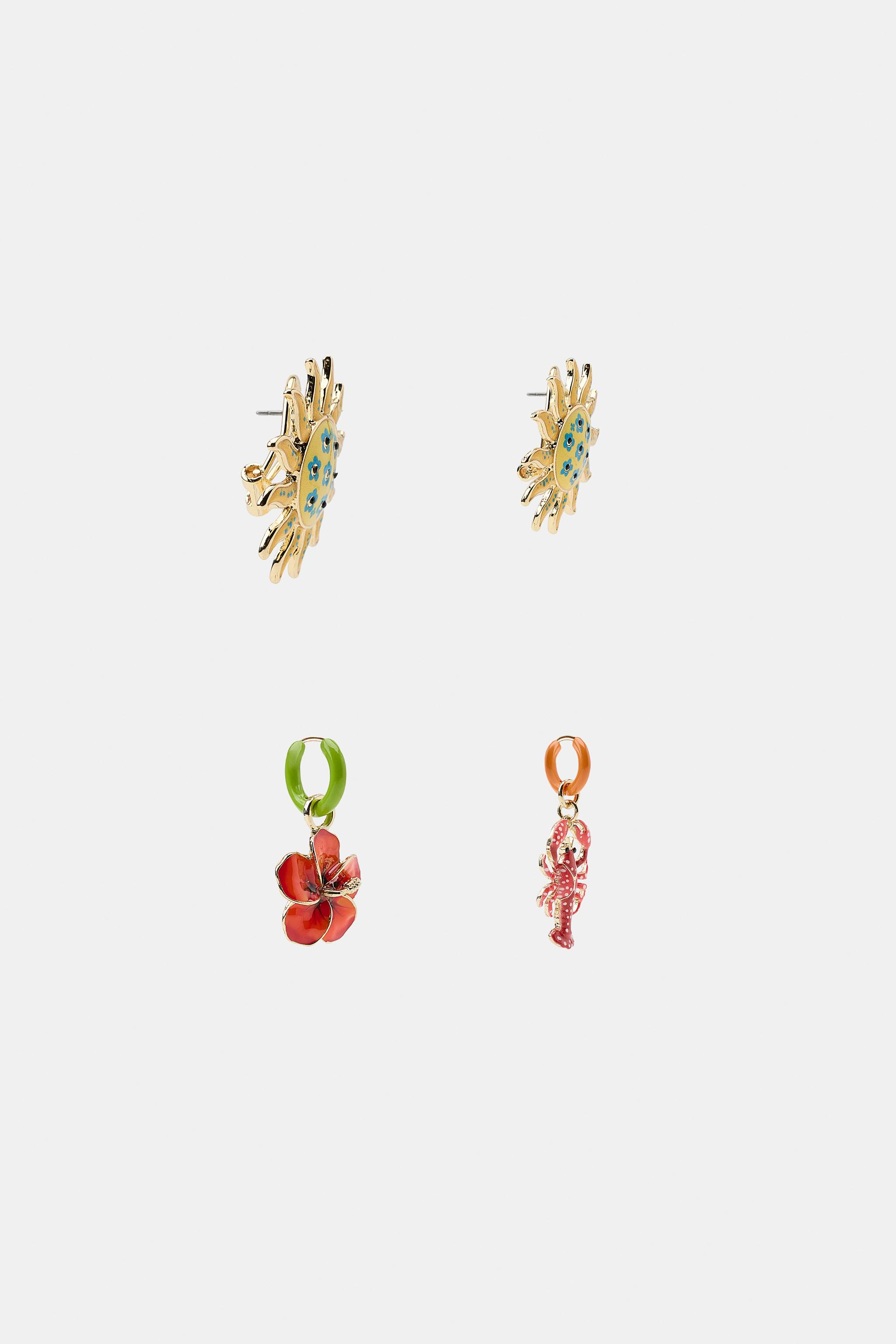 PACK OF SUN AND LOBSTER EARRINGS | Zara UK