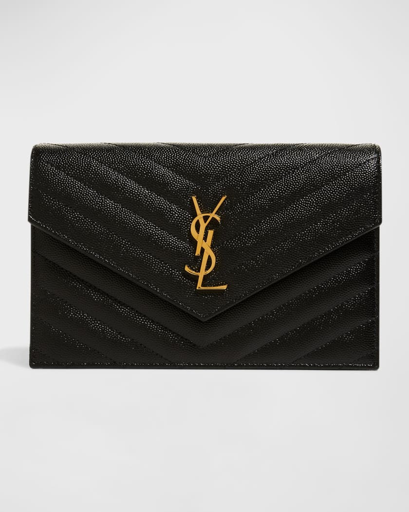 Saint Laurent Small YSL Envelope Flap Wallet on Chain | Neiman Marcus