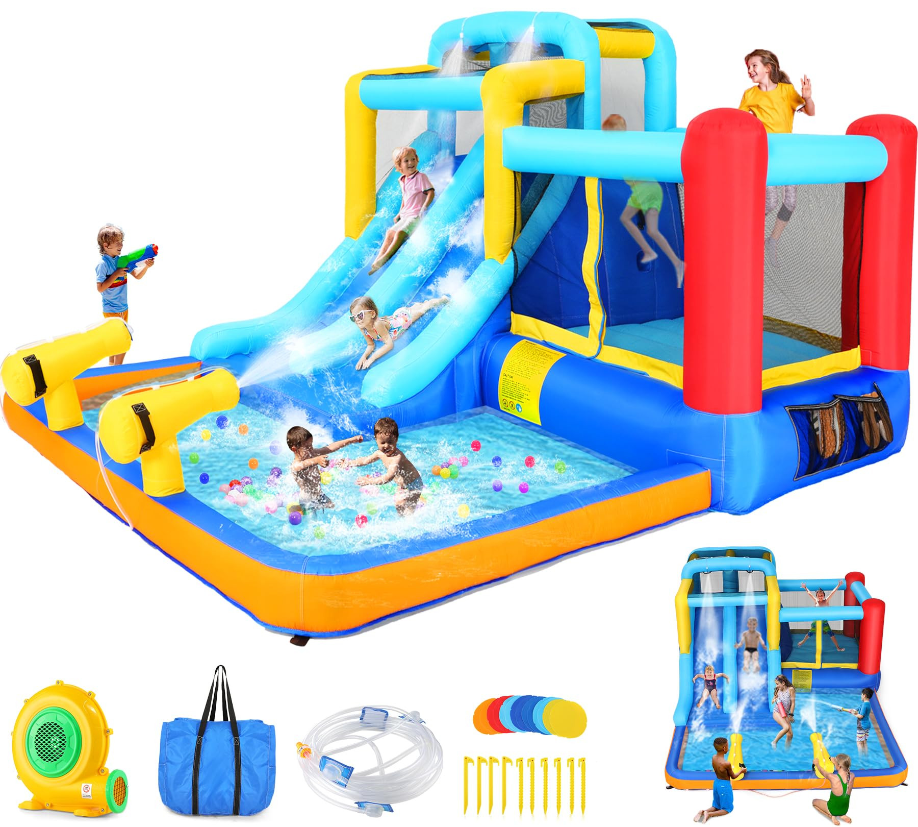 Whubefy 12x10 FT Inflatable Dual Slide Water Bounce House for Kids Backyard, Jump and Slide Infla... | Amazon (US)