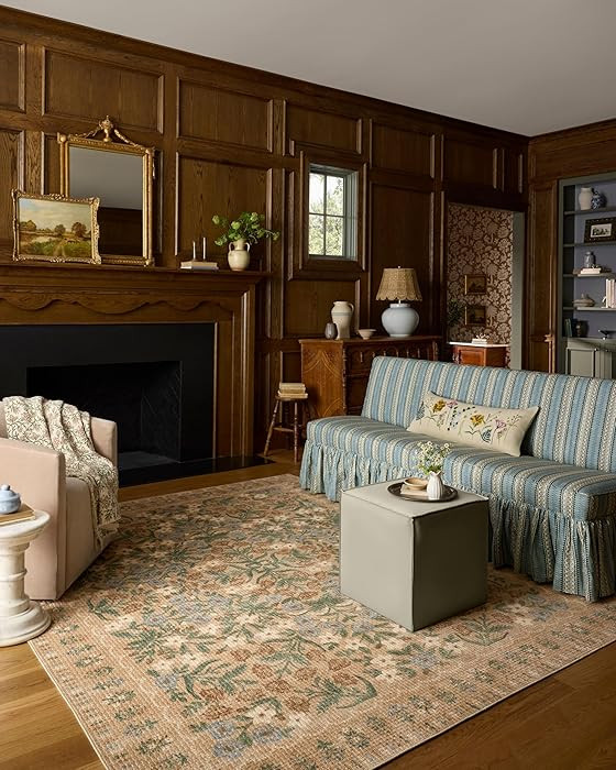 Loloi Rifle Paper Co. Orchard Collection ORH-04 Sand/Multi 7'-6" x 9'-6" Area Rug Machine Washabl... | Amazon (US)