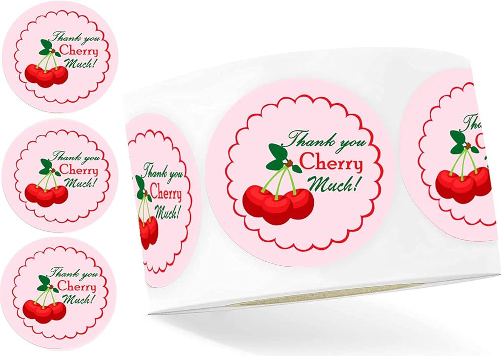 Thank You Cherry Much Stickers,2 Inch Sweet Cherries Birthday Party Favors Labels,Decoration Stic... | Amazon (US)