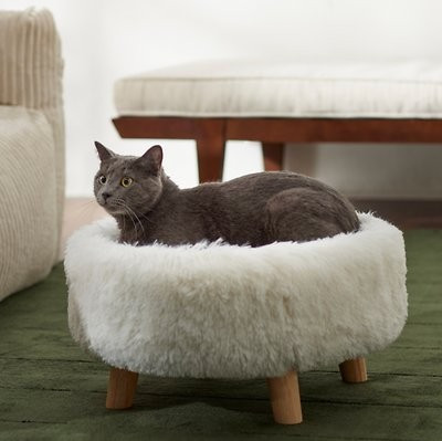 Frisco Eyelash Fur Round Elevated Cat Bed | Chewy.com