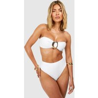 Womens Gold Trim Bandeau High Waist Bikini Set - White - 4 | boohoo (US & Canada)