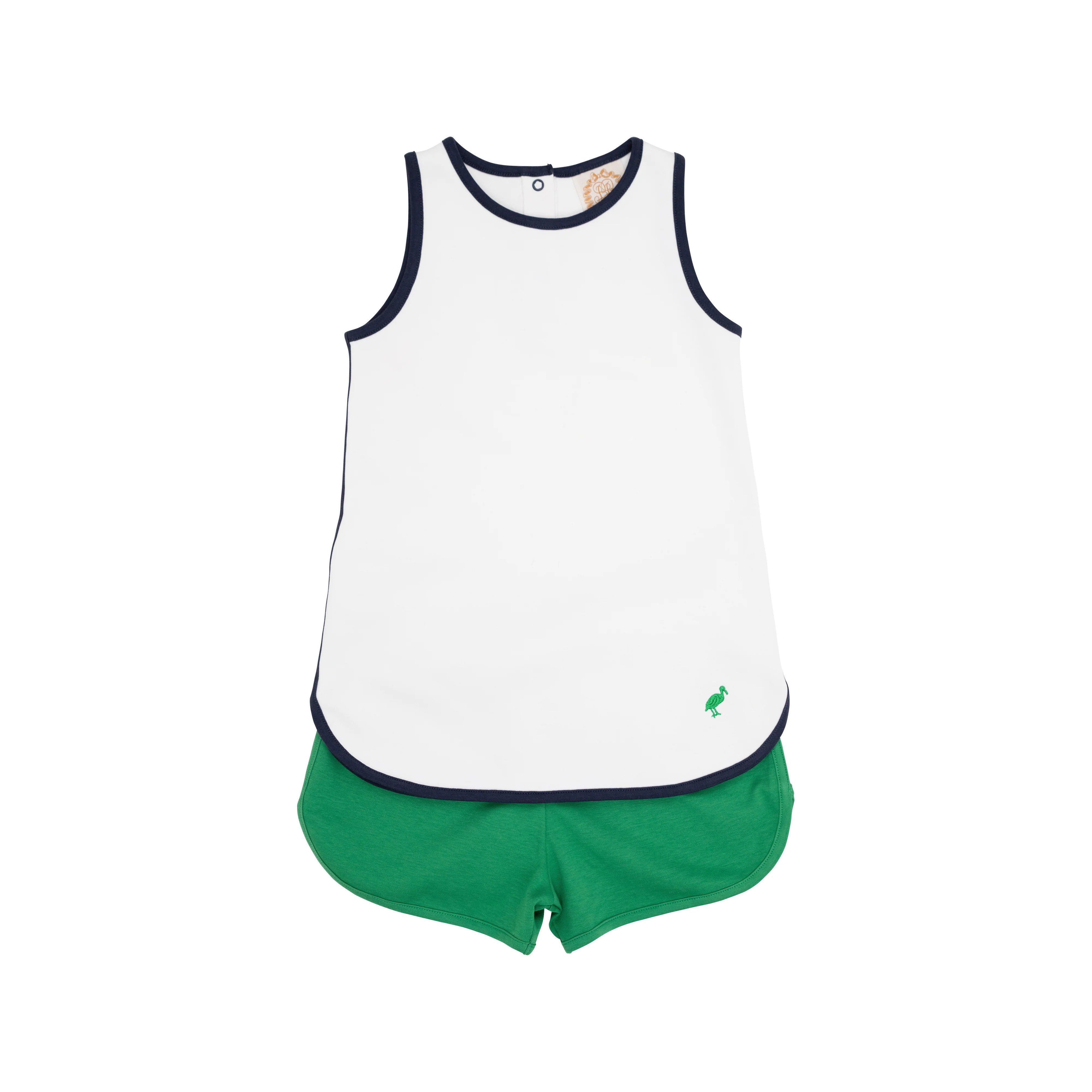 Taffy Tennis Dress - Worth Avenue White with Nantucket Navy & Kiawah Kelly Green Stork | The Beaufort Bonnet Company