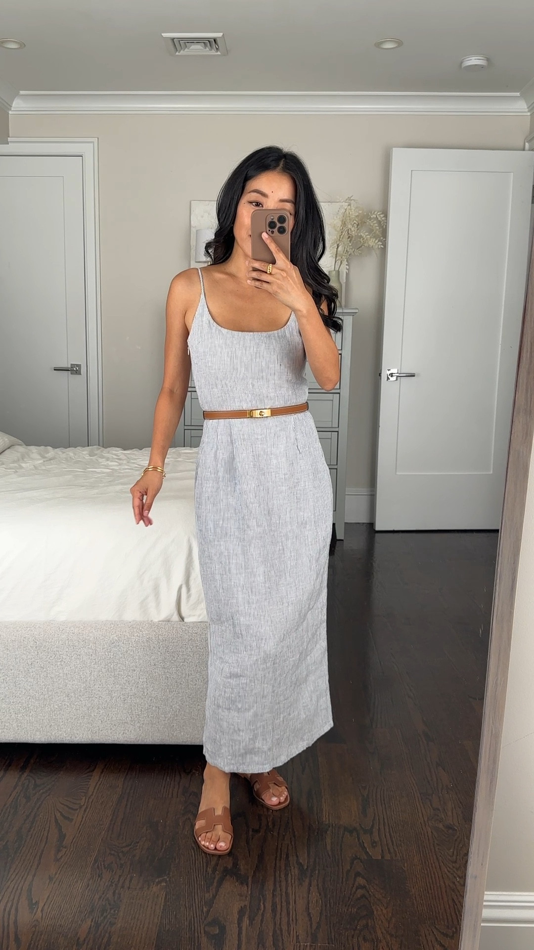 Understated, elegant 100% linen dress that is a longer midi/maxi length on me and is petite friendly in proportions (I have on XS) 

Straps are adjustable with slightly smocked back, and cotton lining I use Nippies or go no bra on this one because it’s double layered!

Hermes belt and sandals - also linked “look for less” options for both!

I also LOVE the fit and flare linen dress linked in navy but it runs bigger in the torso. I needed alterations on the XS. You can find a photo of it in white in my LTK.

#LTKworkwear #LTKparties 

#LTKSeasonal