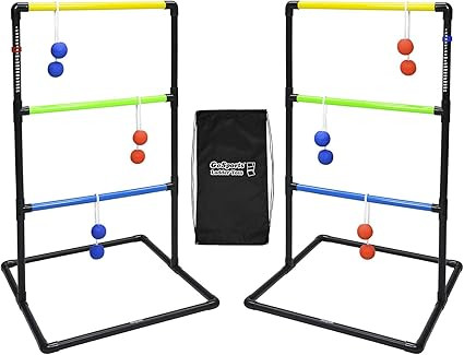 GoSports Pro Grade Ladder Toss Indoor/Outdoor Game Set with 6 Soft Rubber Bolo Balls, Travel Carr... | Amazon (US)