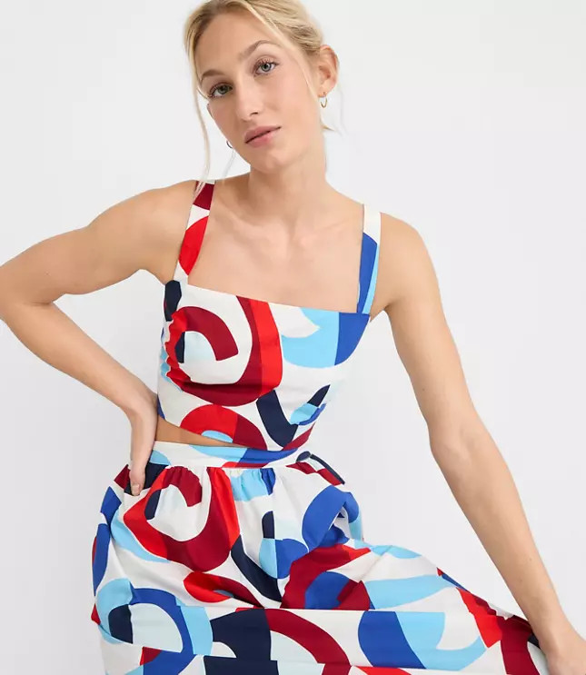 LOFT Beach Swirl Poplin Crop Top | LOFT
