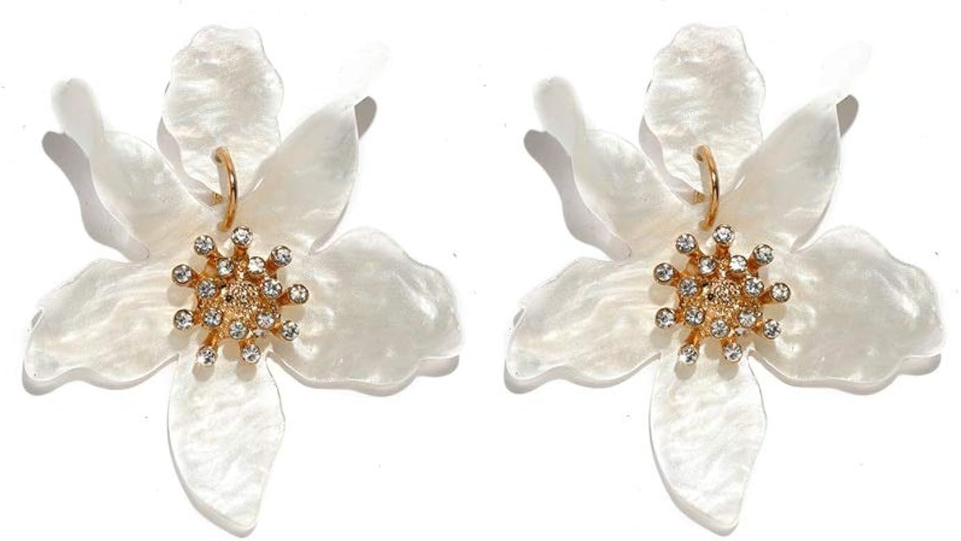 6CM Bohemian Luxury Oversize Resin Big Flower Earrings, Resin&Acrylic Stud Earring For Women, Sta... | Amazon (US)