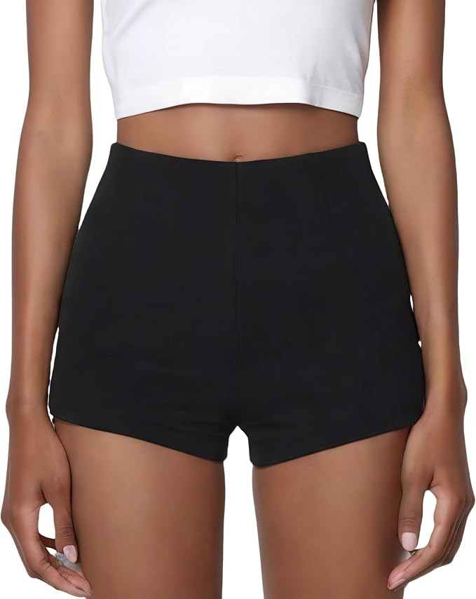 Women's High Waisted Elastic Shorts DriFit Flattering Shorts with Tummy Control Black Asian Size ... | Amazon (US)