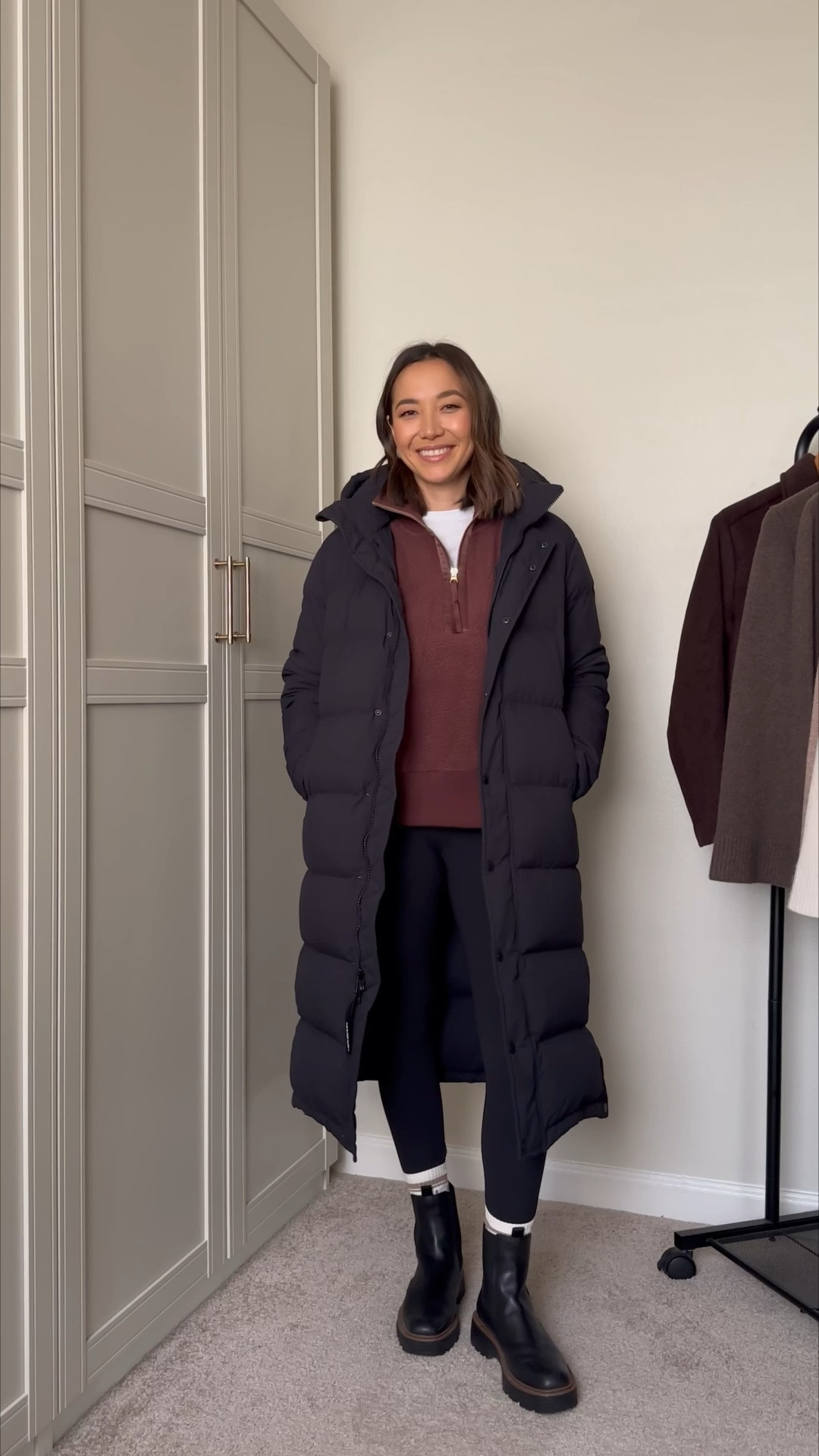 Fall outfit with a long puffer coat 

Aritzia puffer coat long — xs, comes in tons of colors 
Varley quarter zip 
Aritzia leggings 
Sam Edelman lug sole waterproof boots — very comfy!! Now available in several colors 

#LTKStyleTip #LTKShoeCrush #LTKSeasonal