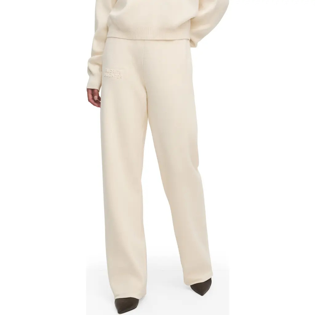 Favorite Daughter Fatigue Sisters Cotton & Cashmere Wide Leg Sweater Pants in Cream at Nordstrom, Size Large | Nordstrom