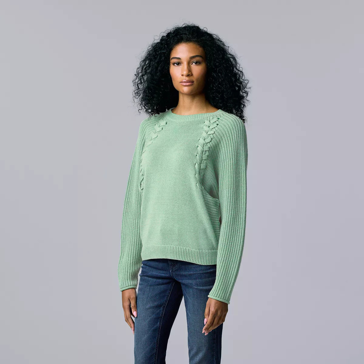 Women's Simply Vera Vera Wang Braided Cable Dolman Sweater | Kohl's