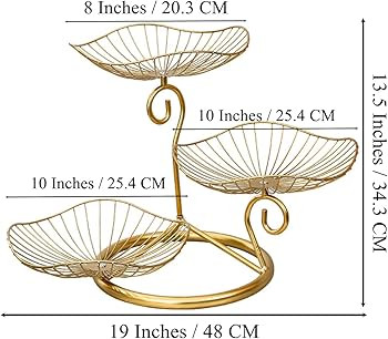 3-Tier 19 Inches Gold Metal Cupcake Dessert Basket Stand, Cake Snack Scones Crackers Fruits Appet... | Amazon (US)