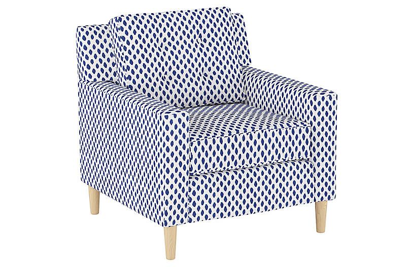 Winston Club Chair, Navy Dot | One Kings Lane