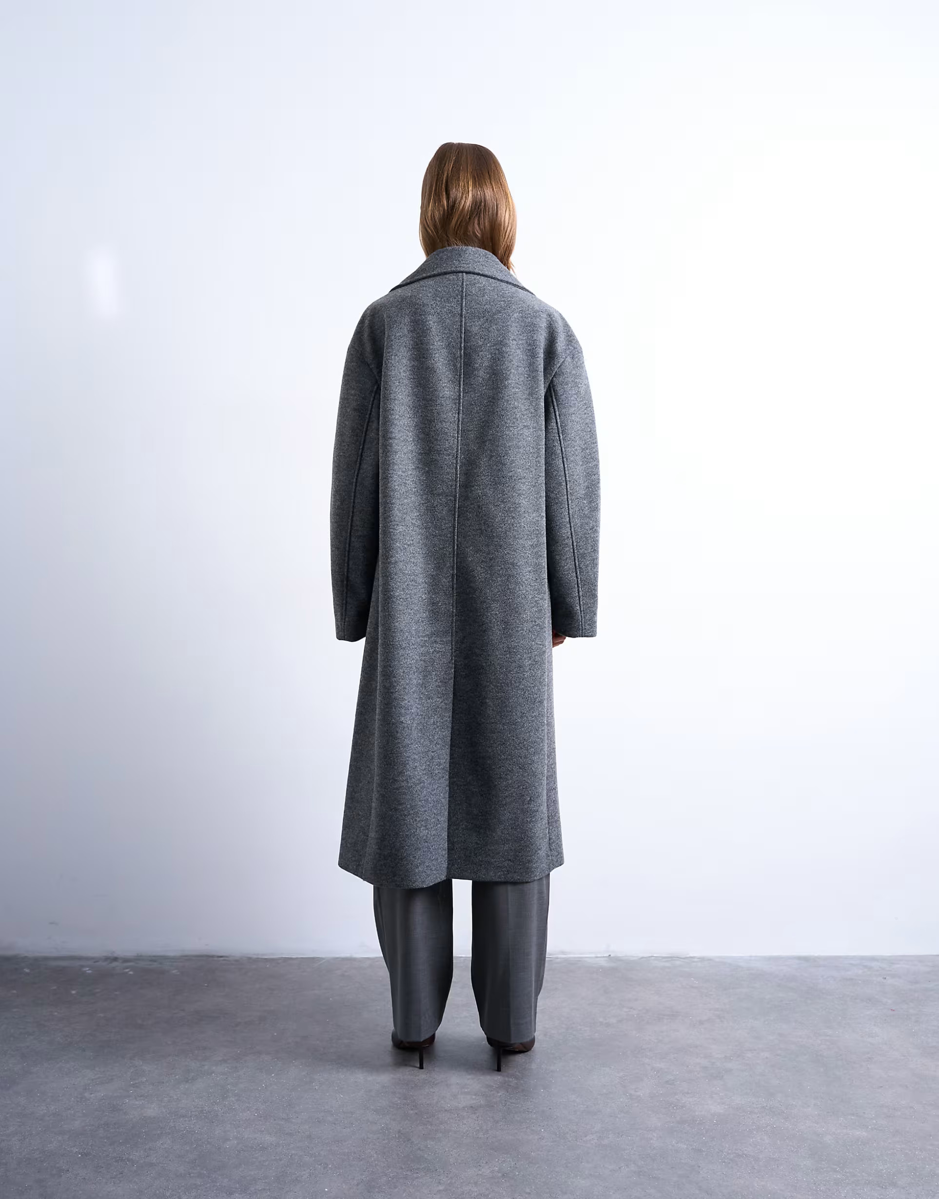 Topshop clean double breasted longline coat in charcoal | ASOS (Global)