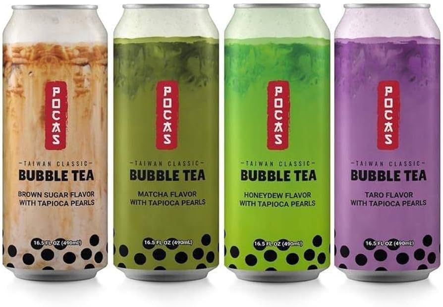 Pocas Bubble Tea with Tapioca Pearls, Variety Pack 8 can(16.5oz) (Taro x2, Brown Sugar x2, Matcha... | Amazon (US)