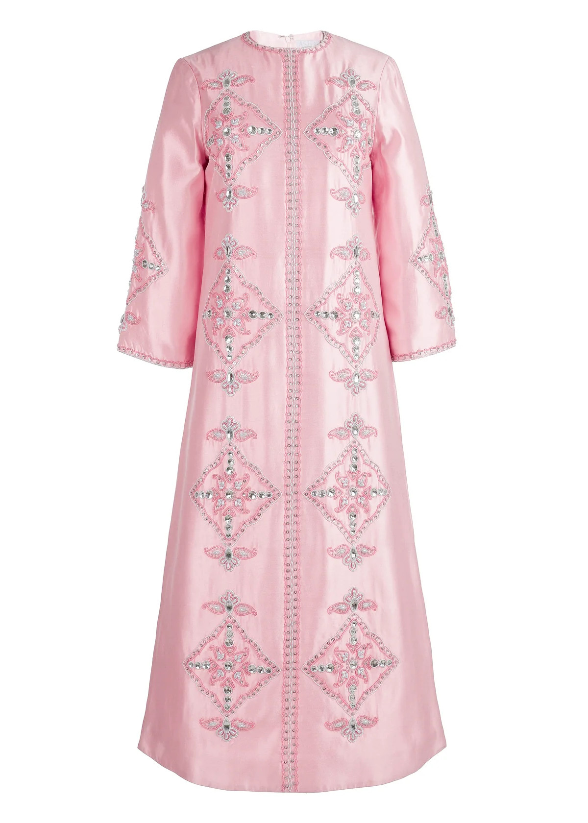 OTM Exclusive: Beaded Clara Caftan in Pink Silk | Over The Moon
