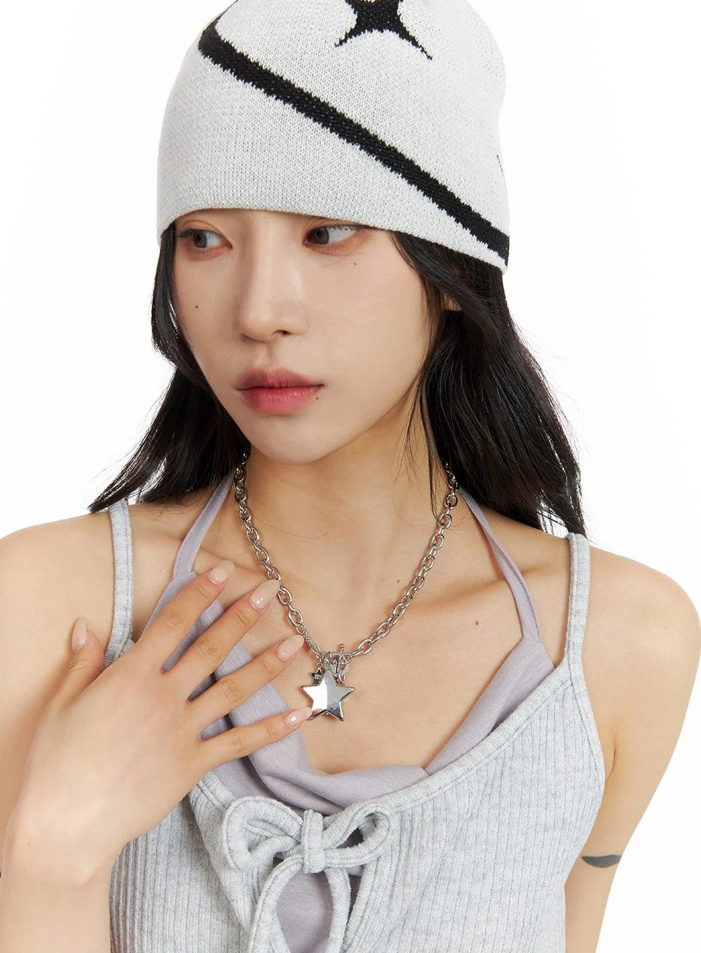 Star Pendant Chain Necklace CF416Light gray / One Size | Lewkin