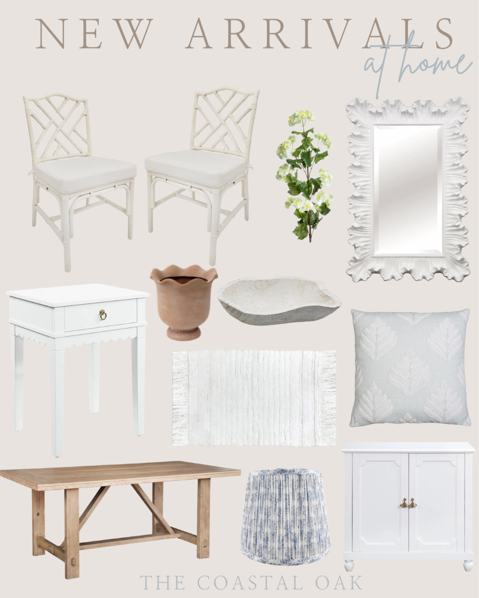 New arrivals you will love at the At Home store! 

Coastal scalloped pottery barn Ballard mirror coral dining table chairs rattan chic 



#LTKstyletip #LTKhome #LTKFind