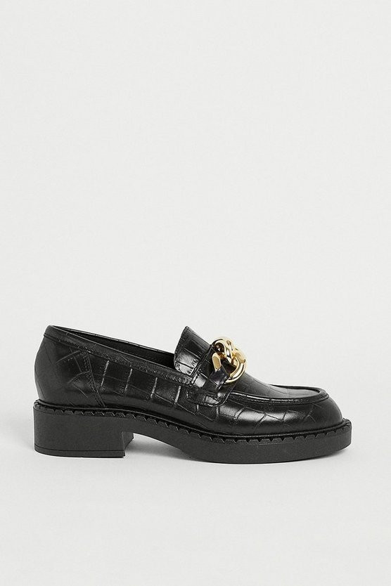 Real Leather Croc Chunky Loafer | Warehouse UK & IE