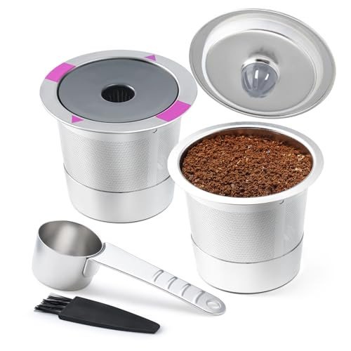 2 Pack Stianless Steel Reusable K Cup Coffee Pods Compatible for K eurig 1.0 & 2.0 Coffee Maker Refillable K-eurig Coffee Filter with A Stainless Steel Spoon | Amazon (US)