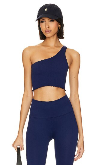 Luna One Shoulder Crop Tank in Indigo | Revolve Clothing (Global)