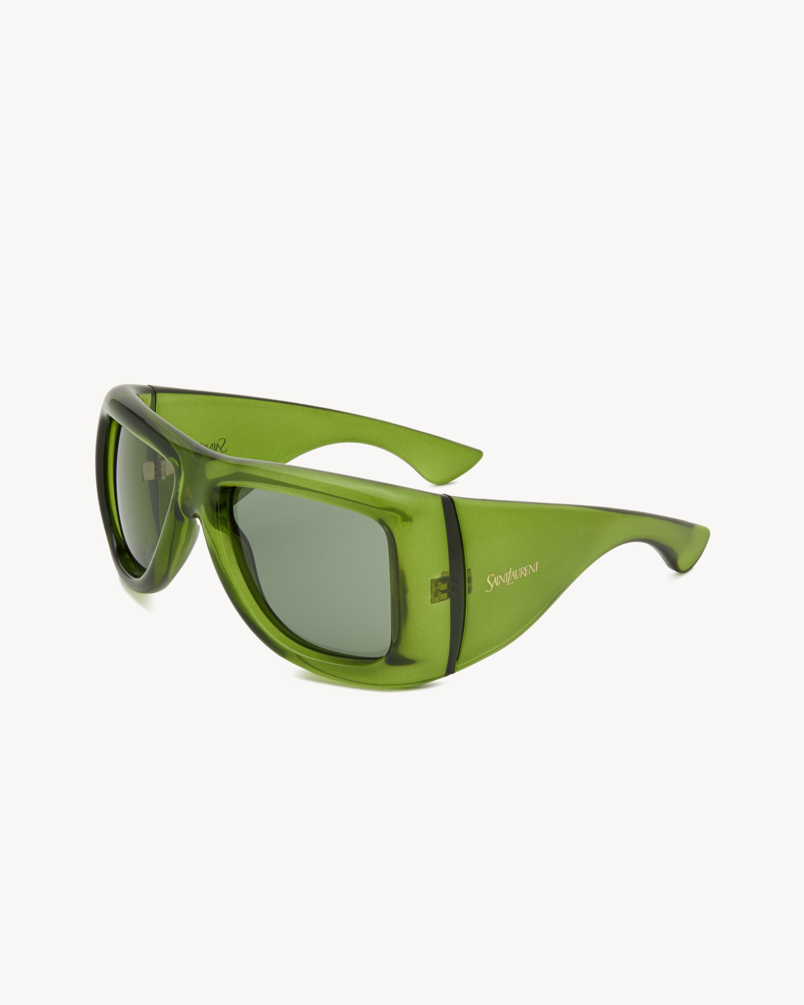 oversized pillowed sunglasses with translucent injection frames and nylon lenses, featuring wide ... | Saint Laurent Inc. (Global)