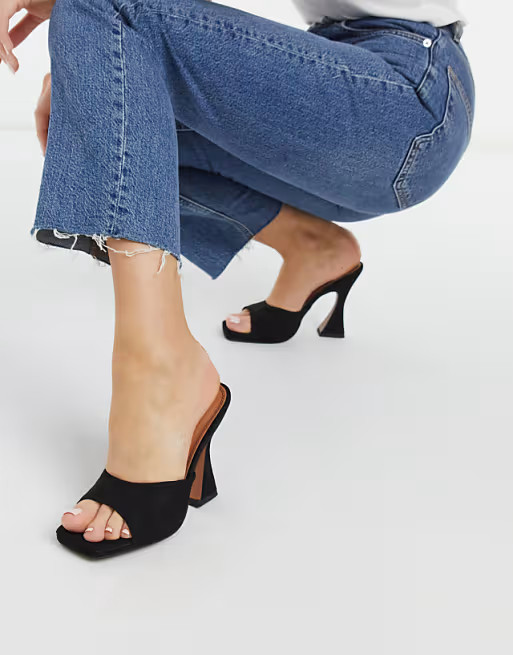 ASOS DESIGN Noland platform heeled mules in black | ASOS (Global)
