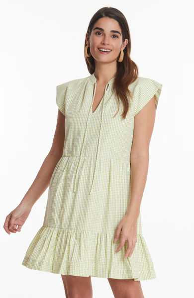 Claudia Reverse Check Dress - Bright Chartreuse | tyler boe