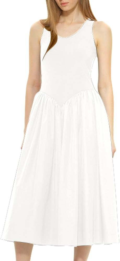 Women Summer Casual Sleeveless Crewneck Sundress Sexy Tank Top Maxi Long Dress Plain Flowy Dresse... | Amazon (US)