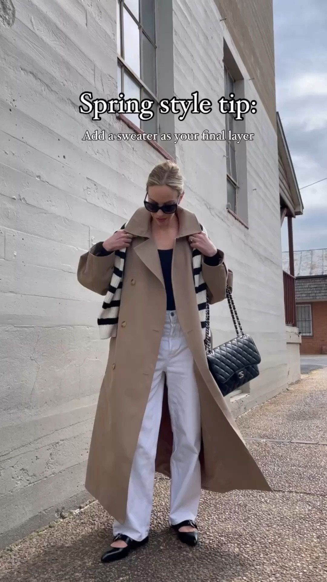 Spring trends, trench coats, striped sweater, white baggy jeans, ballet flats, spring outfit

#LTKspring #LTKspringtrends #LTKSeasonal