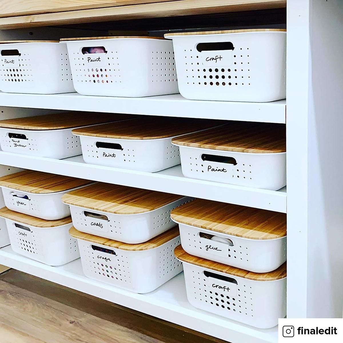 White Nordic Storage Baskets with Handles | The Container Store