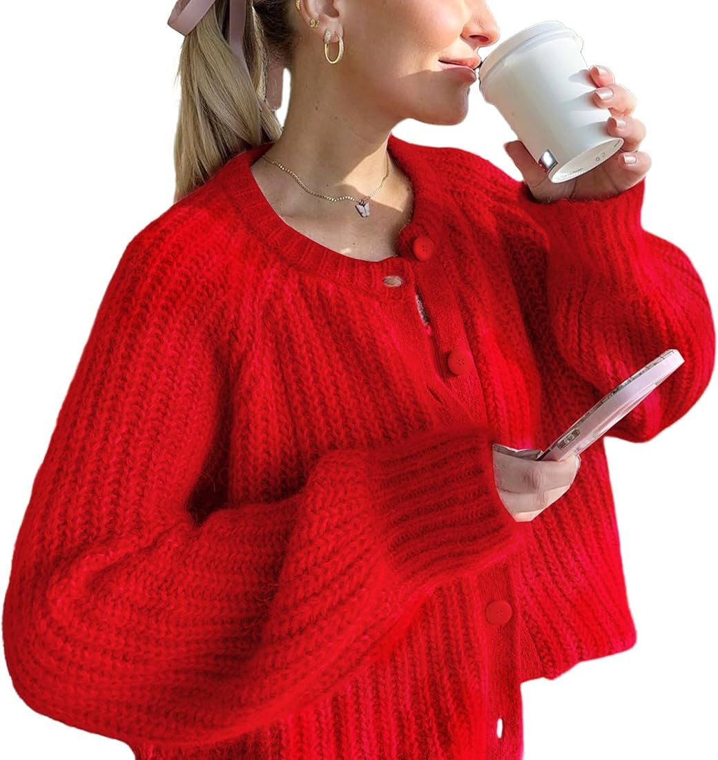 YKR Womens Fall Cardigan Sweater Long Sleeve Chunky Knit Open Front Button Loose Casual Cardigan ... | Amazon (US)