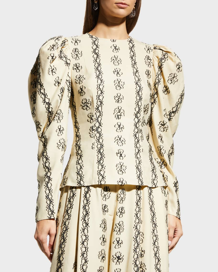 Ulla Johnson Layla Embroidered Silk-Blend Blouse | Neiman Marcus