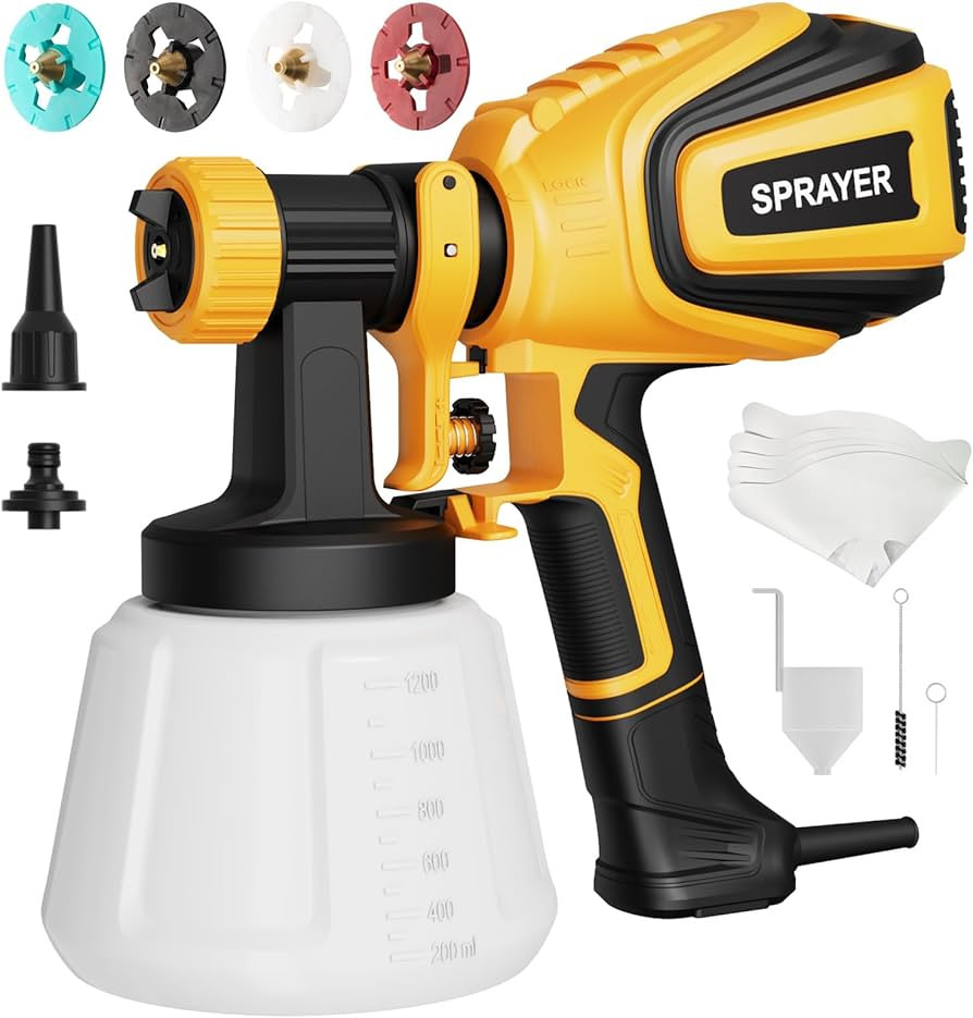VONFORN Paint Sprayer, 700W HVLP Spray Gun with Cleaning & Blowing Joints, 4 Nozzles and 3 Patter... | Amazon (US)