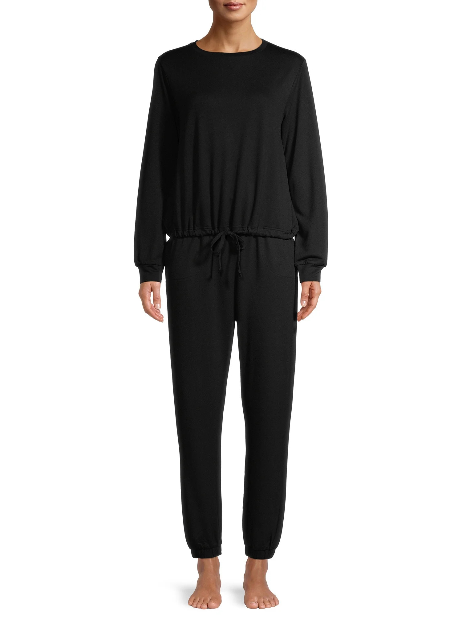 Lissome Women's and Women's Plus L/S French Terry 2-Piece PJ Set | Walmart (US)