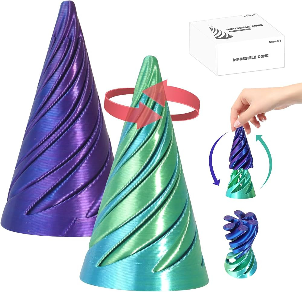 Impossible Cone, 3D Printed Spiral Cone Fidget Toy, Impossible Pyramid Passthrough Sculpture, Fid... | Amazon (US)