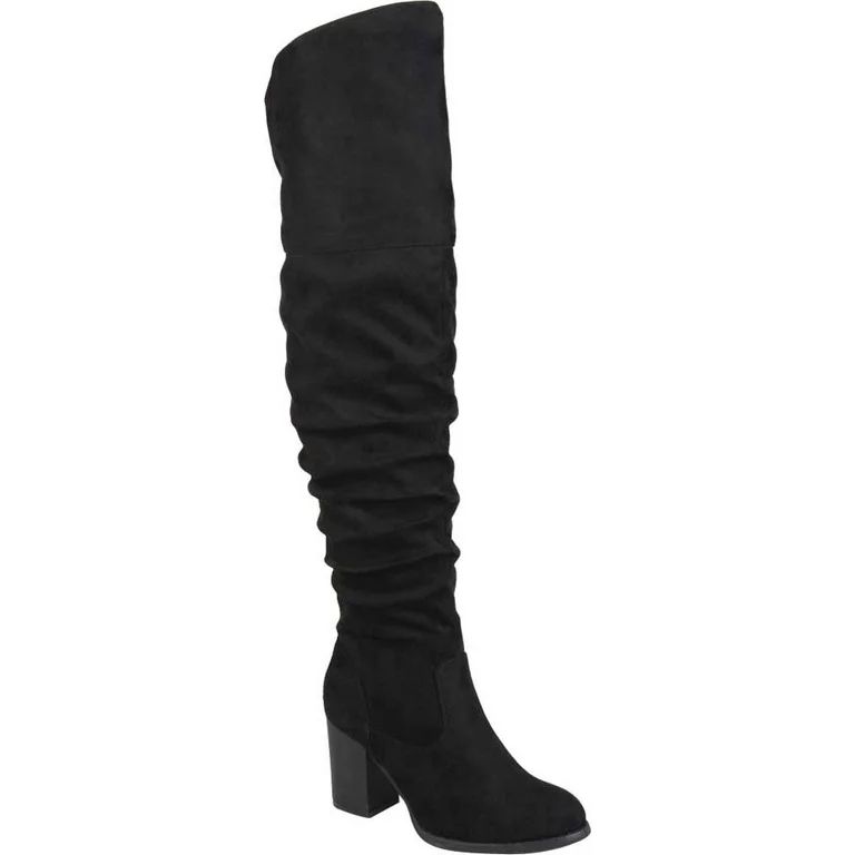 Women's Journee Collection Kaison Wide Calf Over The Knee Slouch Boot Black Faux Suede 7 M | Walmart (US)