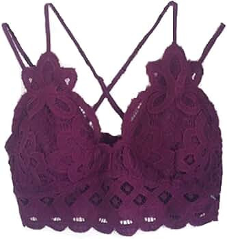 Anemone Crochet Lace Bralette Padded with Adjustable Straps Sexy Bra T-Shirt Cami | Amazon (US)