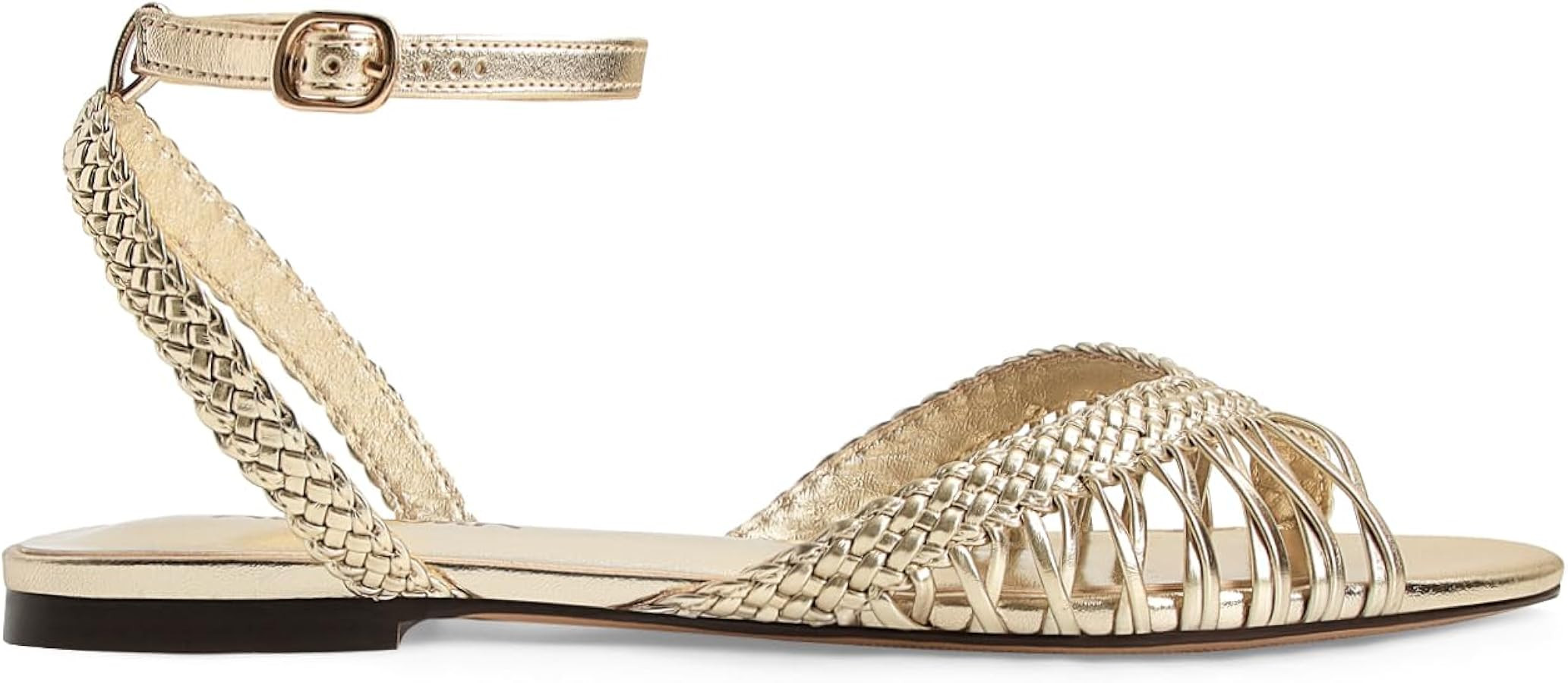 Leather Woven Flats Sandals for Women Strappy Flat Sandals Pointed Open Toe Braid Beach Sandal Co... | Amazon (US)