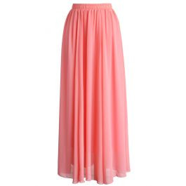 Candy Pink Chiffon Maxi Skirt | Chicwish