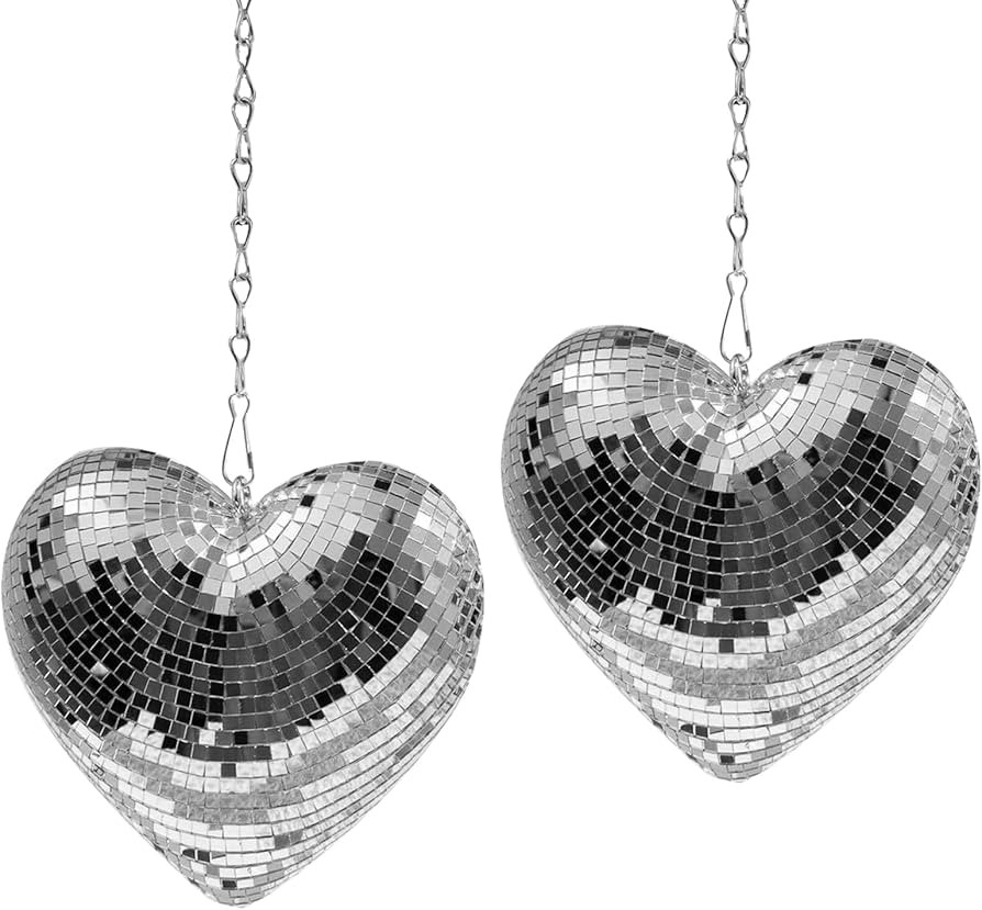 Disco Ball 2 Pack Heart Shaped Disco Balls for Party Mirror Disco Ball Decor for Table, Desk, Roo... | Amazon (US)
