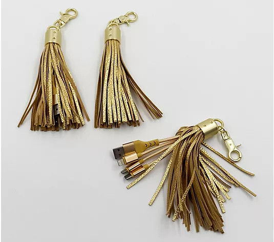 Bolsetta S/3 Universal Charging Tassels for Apple & Android - QVC.com | QVC