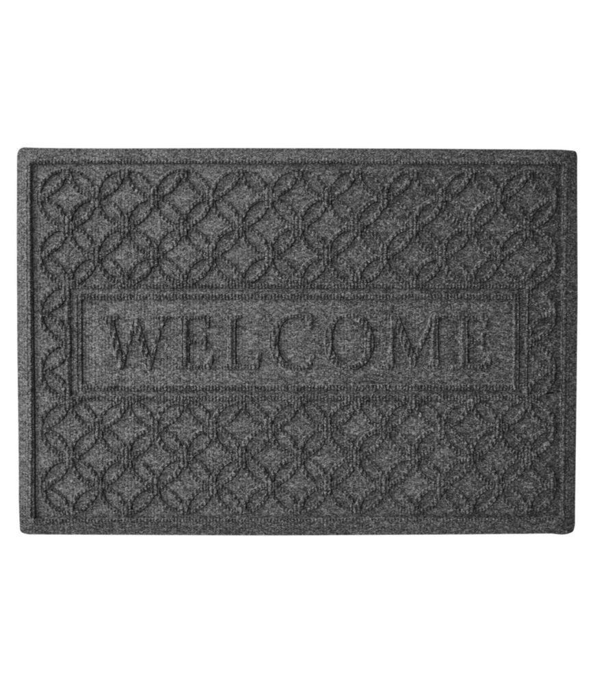 Heavyweight Recycled Waterhog Doormat, Locked Circles, Welcome Medium Gray Medium L.L.Bean | L.L. Bean