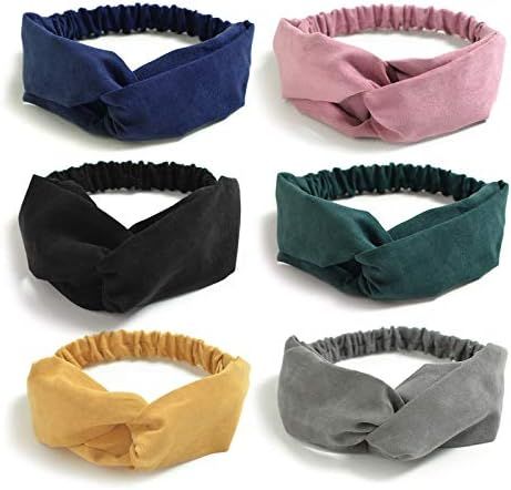 6 Pack Headbands for Women, Vintage Women's Headbands Headwraps Twisted Cross Elastic Hair Band... | Amazon (US)